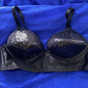 H & M BLK Sequin Long Bra, 6  *P1081